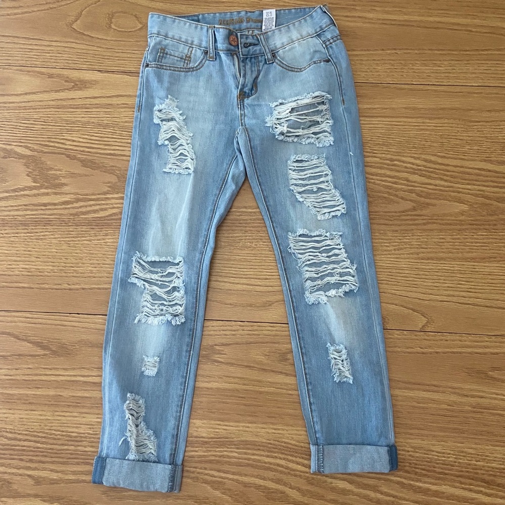 Ripped Denim Blue Jeans